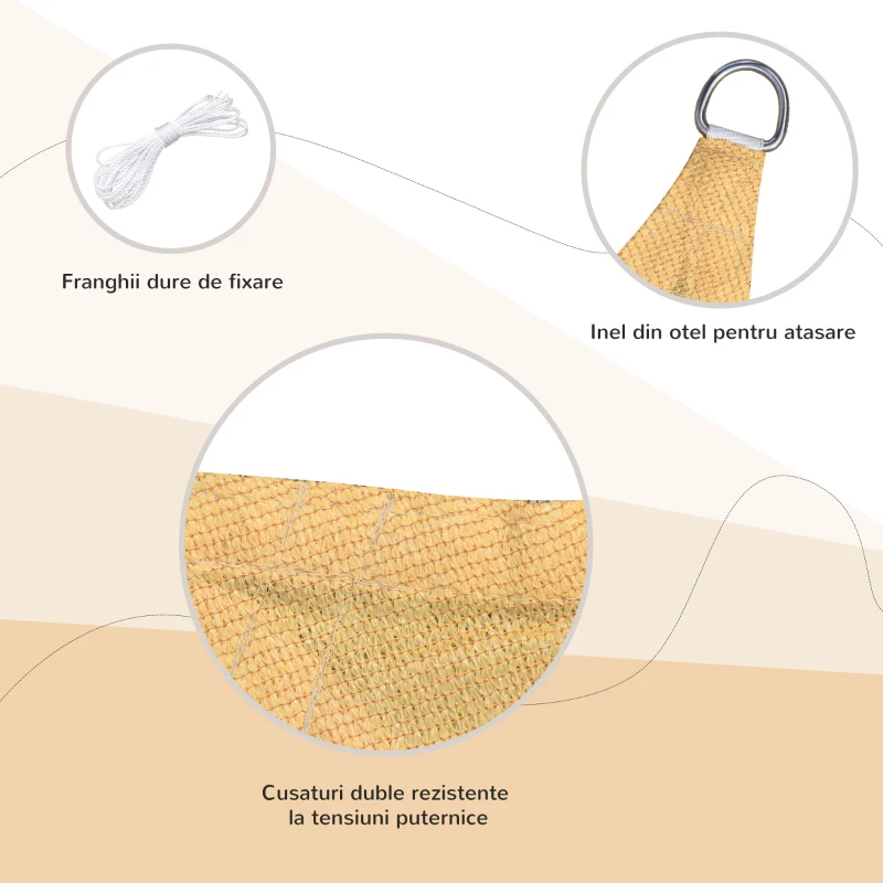 Outsunny Cort Parasolar Dreptunghiular Protecție Raze UV din PE, Culoarea nisipului, 4x6m