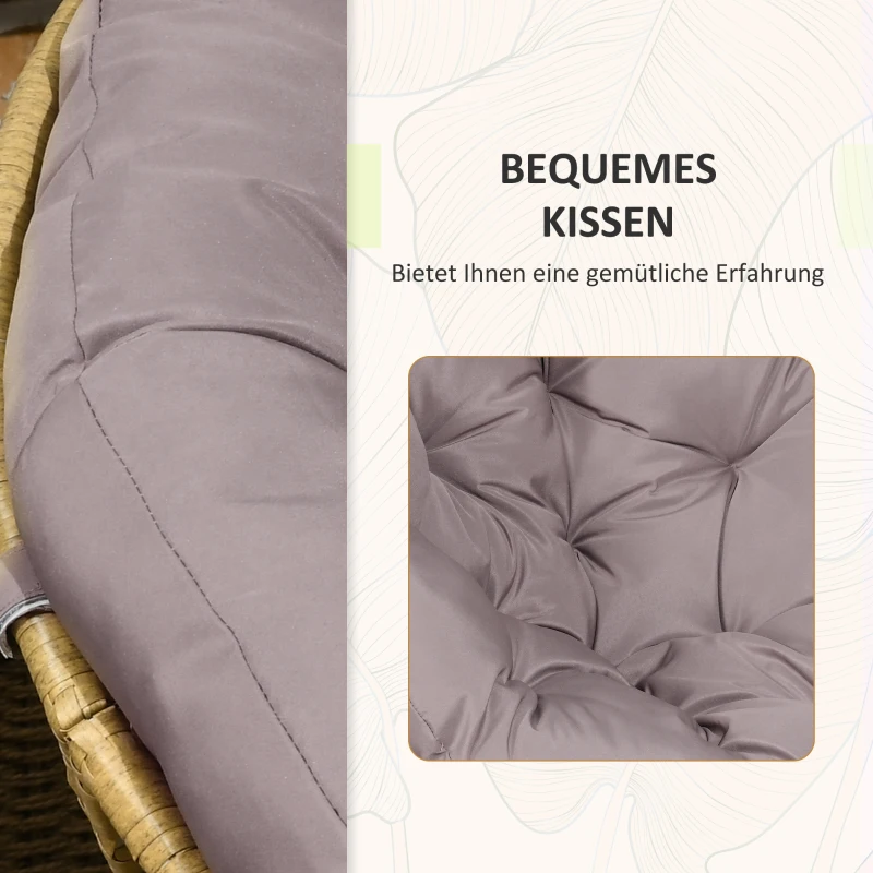 Outsunny Bistro-Set Balkon-Set Terrassenset, wetterbeständig, abnehmbare Polster, 85 cm x 70 cm x 82 cm, Natur +Hellbraun