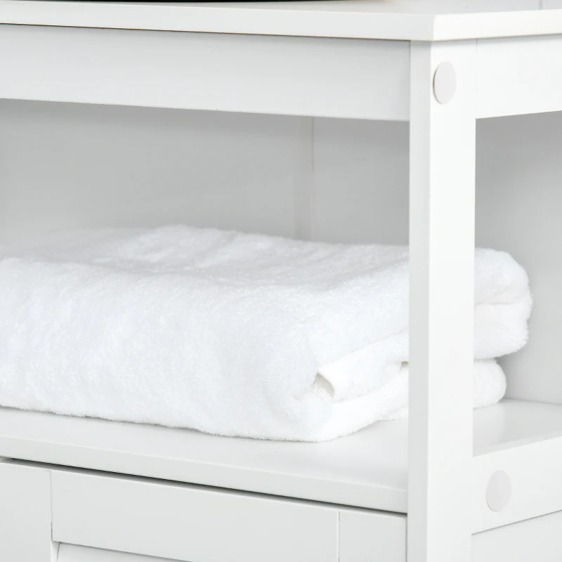 Kleankin Dulap pentru Baie Impermeabil cu 2 Rafturi si Dulapior MDF Alb(m-10)