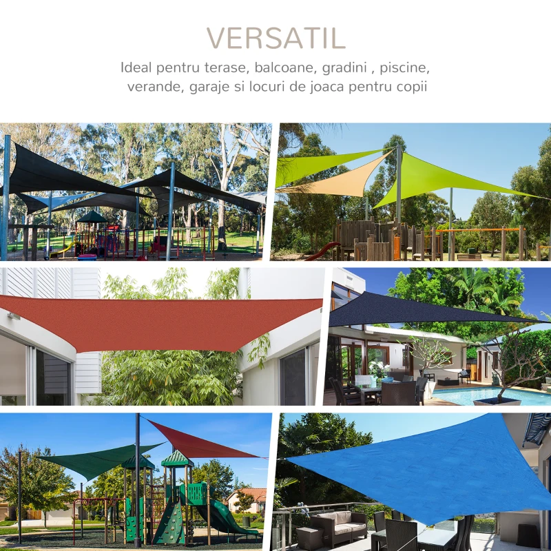 Outsunny Cort parasolar triunghiular- Cort tip velă - Anti UV - Crem - 6x6x6m