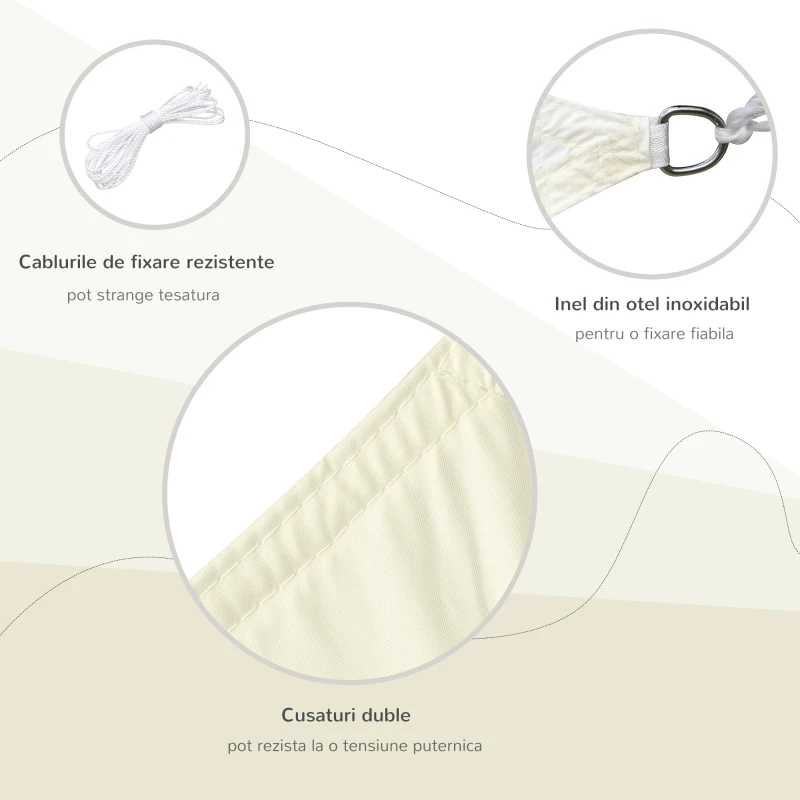 Outsunny Panza Umbrire Dreptunghiulara L4xW6m din Poliester Alb Crem