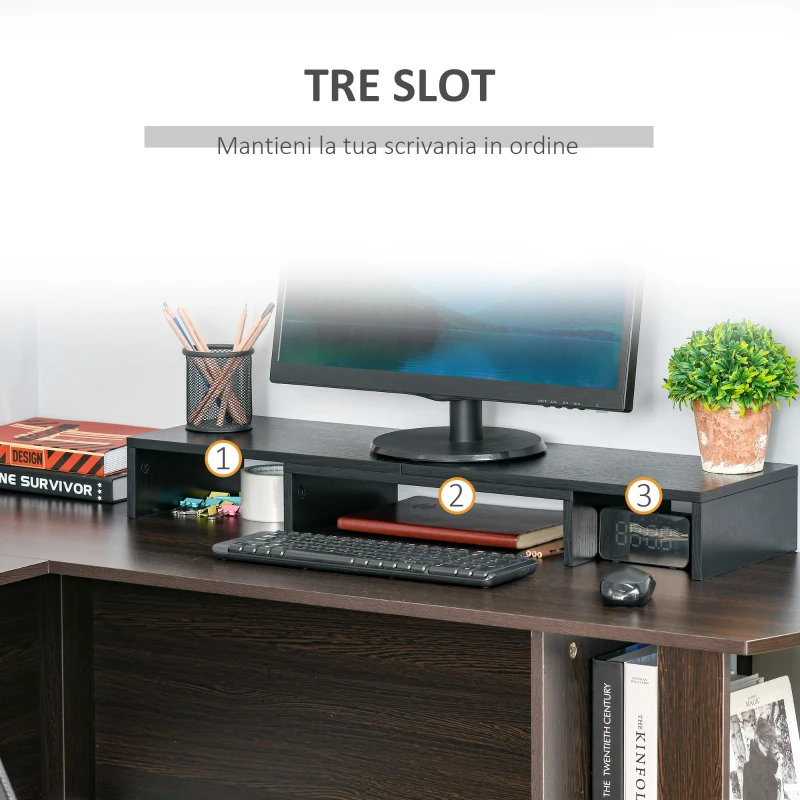 Vinsetto Supporto Monitor in MDF con Lunghezza e Angolazione Regolabile, 80-117x23.5x10 cm, Nero