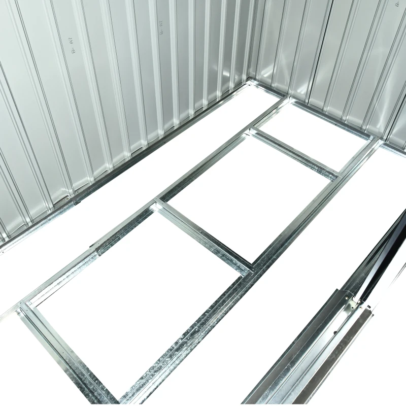 Outsunny Gerätehaus, Gartenhaus, Geräteschuppen mit Schiebetür, Lüftungsfenster, Pultdach, Outdoor, Stahl, Dunkelgrau, 280 x 130 x 172 cm