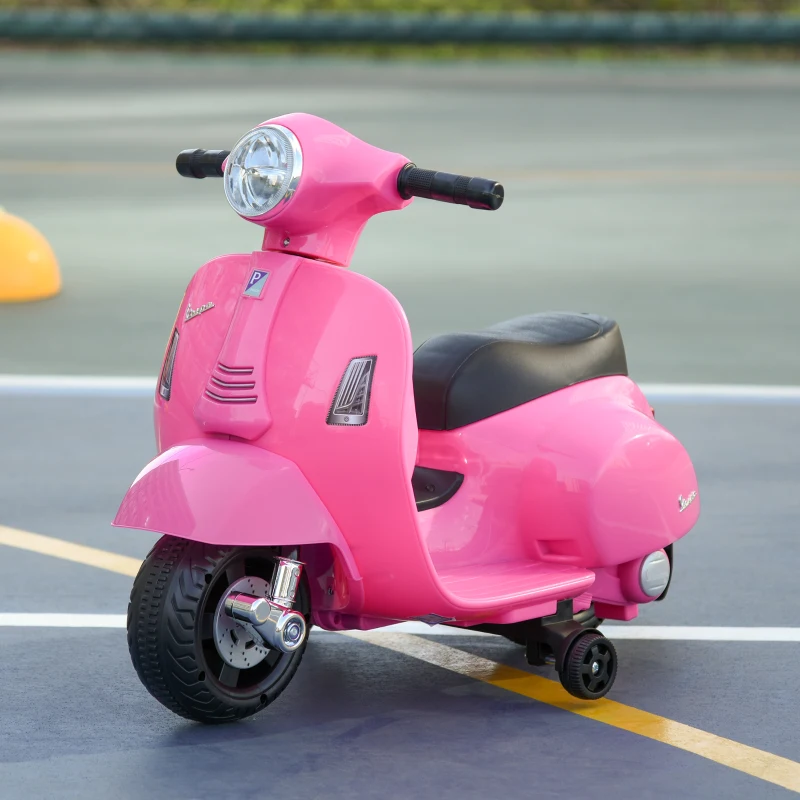 HOMCOM Motocicletă Electrică pentru Copii cu Baterie 6V, Faruri și Claxon Motocicletă pentru Copii de 18-36 luni, 66.5x38x52 cm, Roz(m-10)