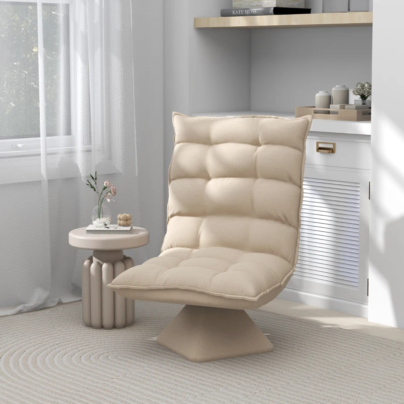 HOMCOM Relaxsessel Lesesessel, drehbar, Leinenoptik, 62 cm x 70 cm x 95 cm, Beige