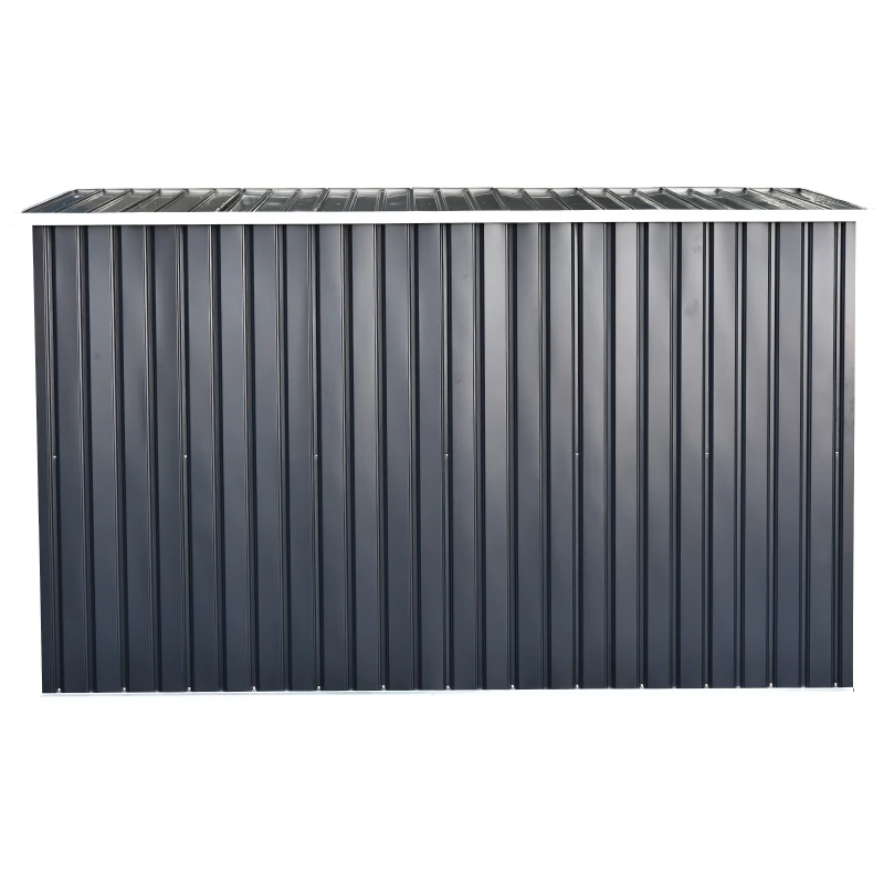 Outsunny Gerätehaus, Gartenhaus, Geräteschuppen mit Schiebetür, Lüftungsfenster, Pultdach, Outdoor, Stahl, Dunkelgrau, 280 x 130 x 172 cm