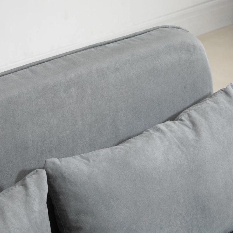 HOMCOM Canapea Pat de 2 Locuri cu Spătar Reglabil pe 5 Nivele, Canapea Pat Pliabilă cu 2 Perne, 105x80x78 cm, Gri Deschis(m-9)
