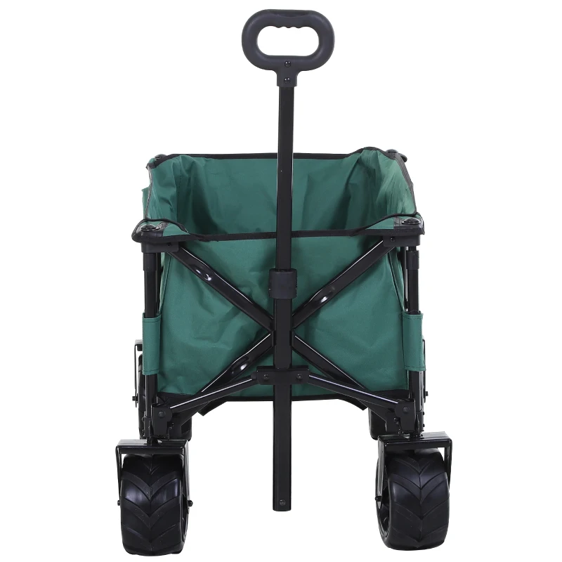 Outsunny Bollerwagen Faltbarer Handwagen 360° Gartenwagen Transportwagen mit  Teleskop Griff Verstellbarer Griffhöhe Strandwagen bis 70 kg Tragkraft Metall Oxford Grün 108 x 55 x 59-89 cm