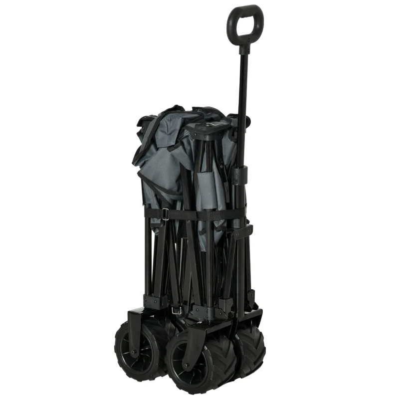 Outsunny Bollerwagen Faltbarer Handwagen 360° Gartenwagen Transportwagen mit  Teleskop Griff Verstellbarer Griffhöhe Strandwagen bis 70 kg Tragkraft Metall Oxford Dunkelgrau 108 x 55 x 59-89 cm