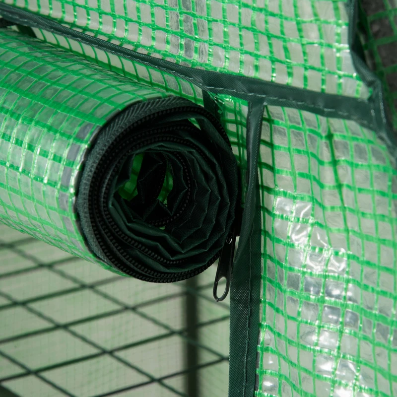 Outsunny Foliengewächshaus Balkon mit 3 Ablagen Mini Gewächshaus Treibhaus Tomatenhaus Pflanzenhaus Frühbeet Metall Grün 80 x 49 x 120 cm