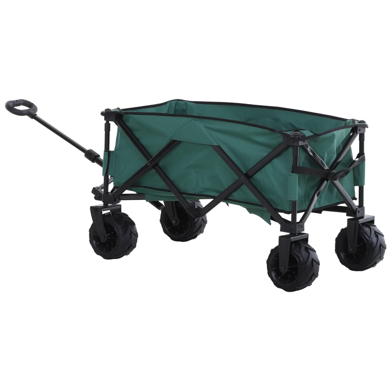 Outsunny Bollerwagen Faltbarer Handwagen 360° Gartenwagen Transportwagen mit  Teleskop Griff Verstellbarer Griffhöhe Strandwagen bis 70 kg Tragkraft Metall Oxford Grün 108 x 55 x 59-89 cm