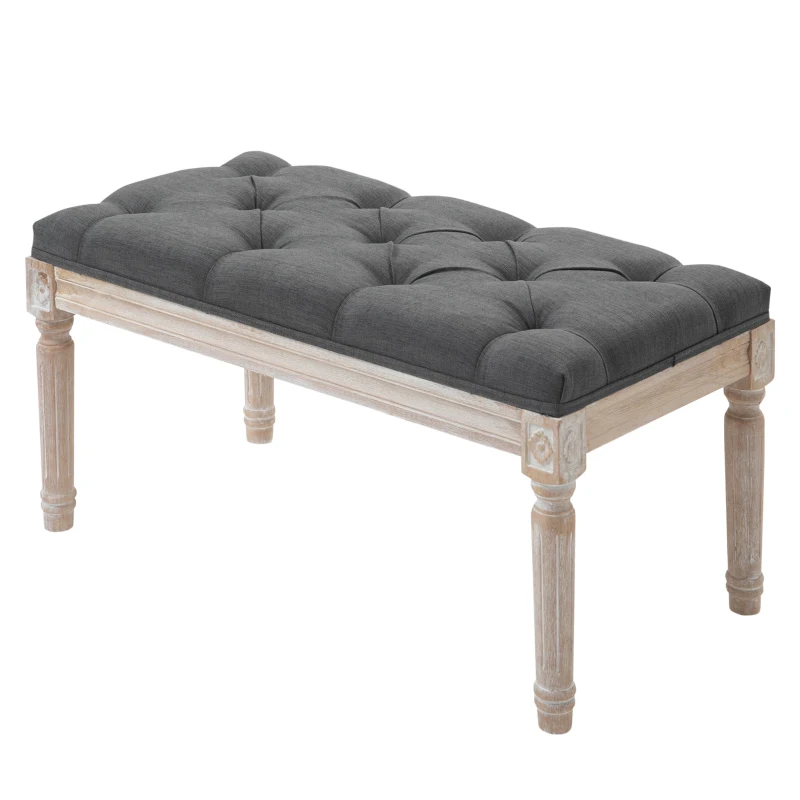 HOMCOM 80cm End of Bed Bench, Window Seat, Tufted Bench for Bedroom, Hallway, Living Room, Grey