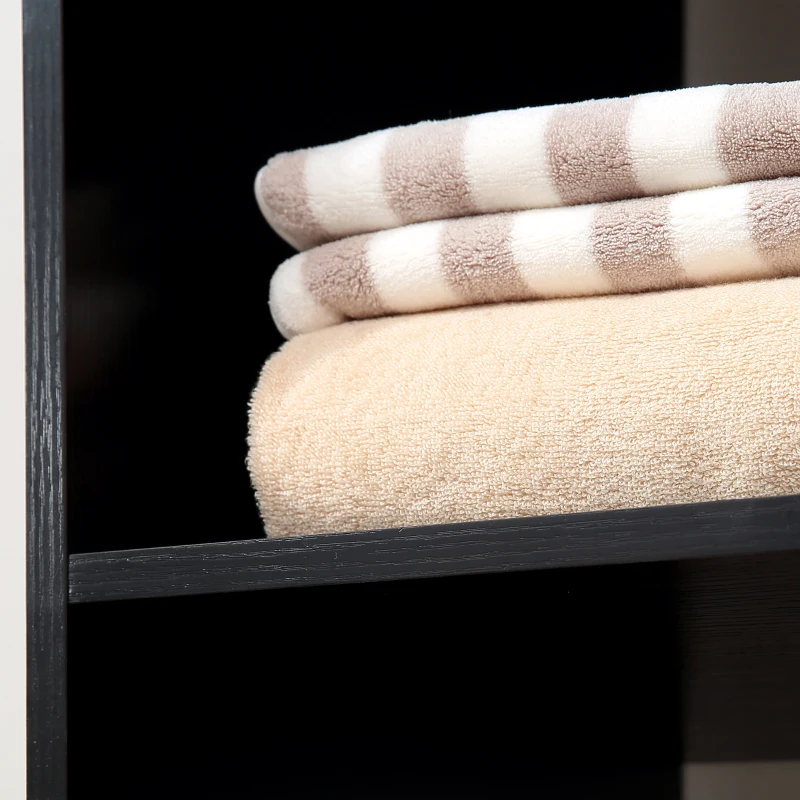 HOMCOM Roupeiro de Madeira Móvel Armário Roupeiro Aberto com Barra para Pendurar e 3 Prateleiras Organizadoras 80x40x128 cm Preto