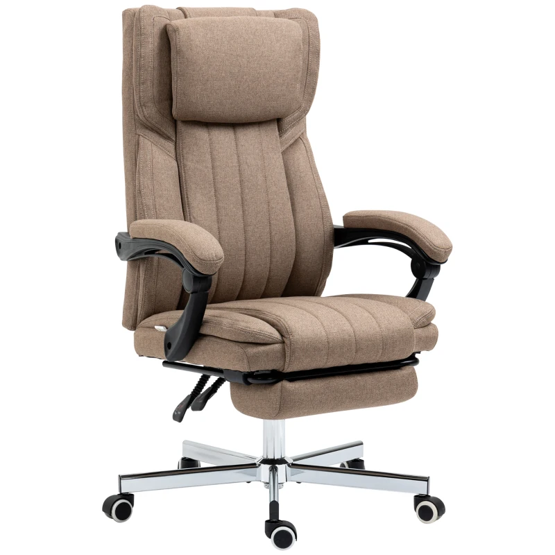 Vinsetto Scaun Rabatabil pentru Birou cu 6 Puncte și 5 Moduri de Masaj, Tetieră și Telecomandă, 65x61x105-113 cm, Maro(m-10)