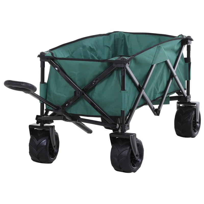 Outsunny Bollerwagen Faltbarer Handwagen 360° Gartenwagen Transportwagen mit  Teleskop Griff Verstellbarer Griffhöhe Strandwagen bis 70 kg Tragkraft Metall Oxford Grün 108 x 55 x 59-89 cm