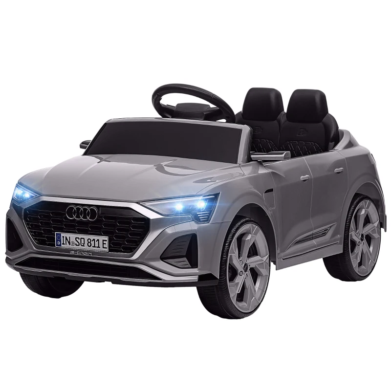 AIYAPLAY Carro Elétrico para Crianças Carro Audi Q8 Etron Sportback Infantil 12V Faróis Buzina e Música 98x49,5x43 cm Cinza