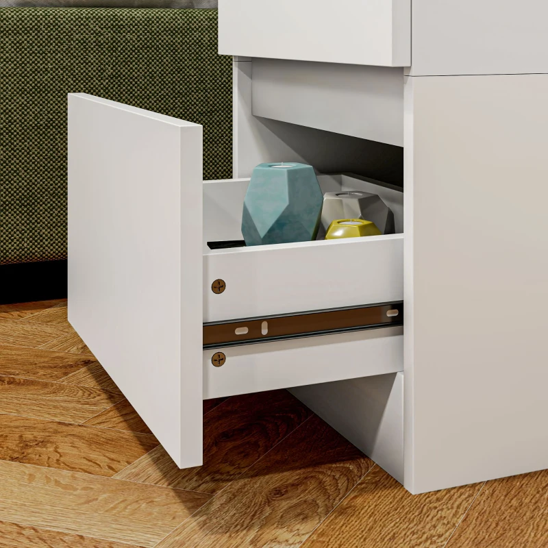 HOMCOM Nachtkastje met 2 Lades, Bijzettafel met Opbergruimte, voor Woonkamer, Slaapkamer, Wit