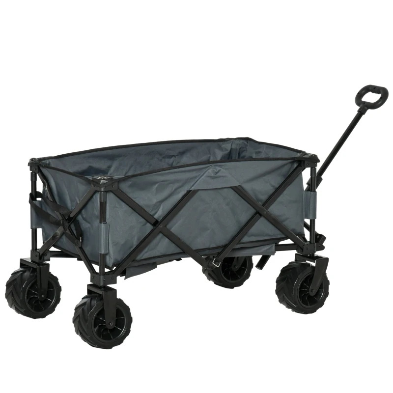 Outsunny Bollerwagen Faltbarer Handwagen 360° Gartenwagen Transportwagen mit  Teleskop Griff Verstellbarer Griffhöhe Strandwagen bis 70 kg Tragkraft Metall Oxford Dunkelgrau 108 x 55 x 59-89 cm