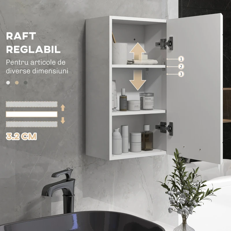 kleankin Dulap de Perete pentru Baie Dulap de Depozitare pentru Deasupra Toaletei Usa Rafturi de Depozitare pentru Hol Camera de Zi Alb depozitare laterala toaleta acasa birou hol prosop manere dus colt baza inalta vopsit rezistent la apa