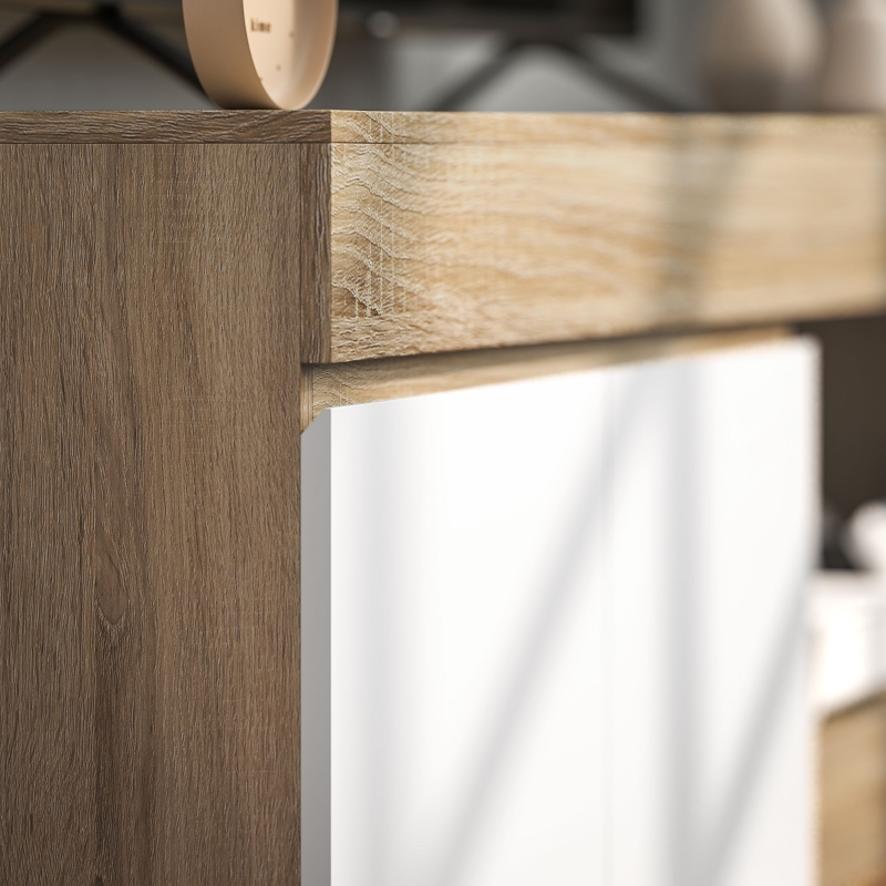 HOMCOM Móvel de TV com 2 Portas Prateleira Aberta Móvel de TV Televisóres de 60 Polegadas 140x40x48 cm Branco e Madeira