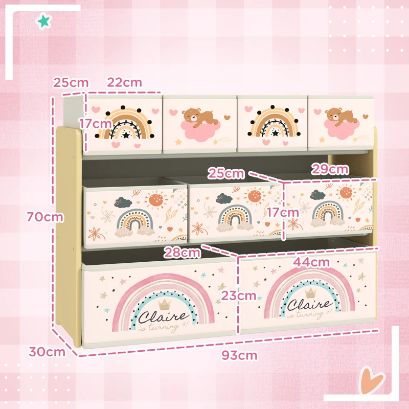 AIYAPLAY Organizador para Brinquedos para Crianças com 9 Cestas de Tecido não Tecido 93x30x70 cm Multicor