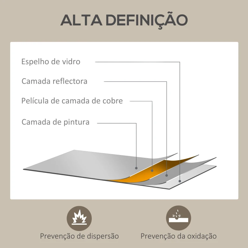 HOMCOM Espelho de Parede Decorativo 50x70 cm Espelho Retangular Espelho de Sala com 4 Ganchos Metálicos Estilo Moderno Madeira
