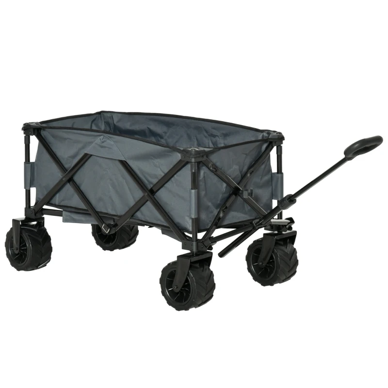 Outsunny Bollerwagen Faltbarer Handwagen 360° Gartenwagen Transportwagen mit  Teleskop Griff Verstellbarer Griffhöhe Strandwagen bis 70 kg Tragkraft Metall Oxford Dunkelgrau 108 x 55 x 59-89 cm