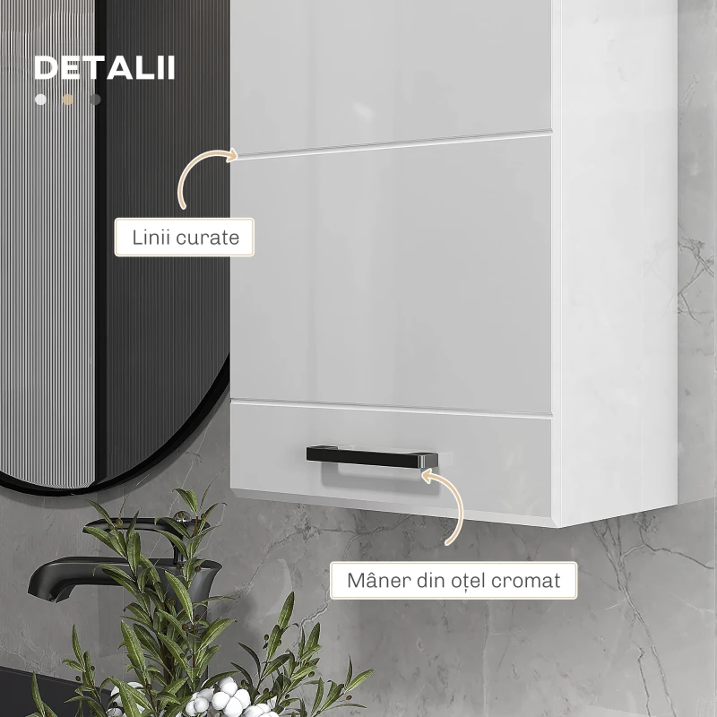 kleankin Dulap de Perete pentru Baie Dulap de Depozitare pentru Deasupra Toaletei Usa Rafturi de Depozitare pentru Hol Camera de Zi Alb depozitare laterala toaleta acasa birou hol prosop manere dus colt baza inalta vopsit rezistent la apa