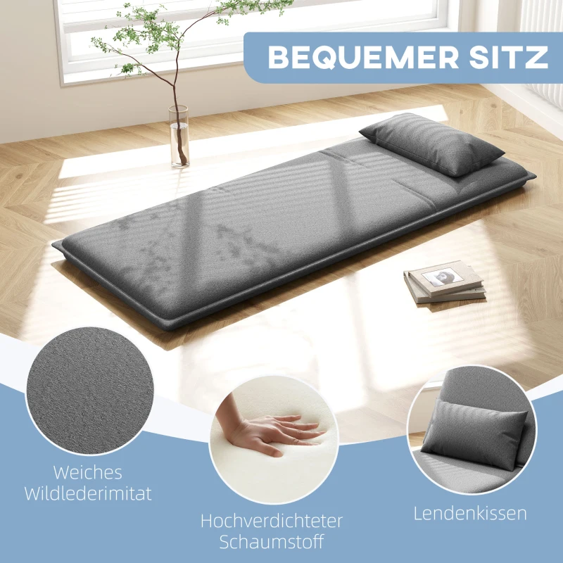 HOMCOM Fauteuil de sol, design 3-en-1, fauteuil de sol réglable, chaise longue pour salon, chambre à coucher, chambre d'amis, bureau, gris