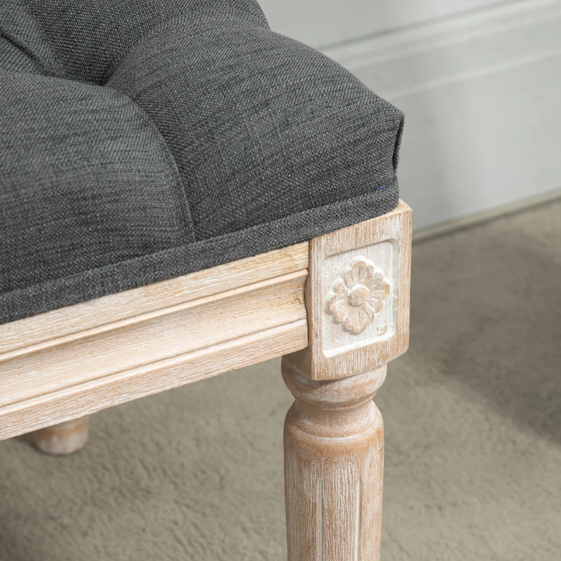 HOMCOM 80cm End of Bed Bench, Window Seat, Tufted Bench for Bedroom, Hallway, Living Room, Grey