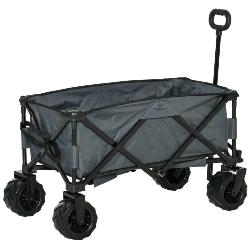 Outsunny Bollerwagen Faltbarer Handwagen 360° Gartenwagen Transportwagen mit  Teleskop Griff Verstellbarer Griffhöhe Strandwagen bis 70 kg Tragkraft Metall Oxford Dunkelgrau 108 x 55 x 59-89 cm