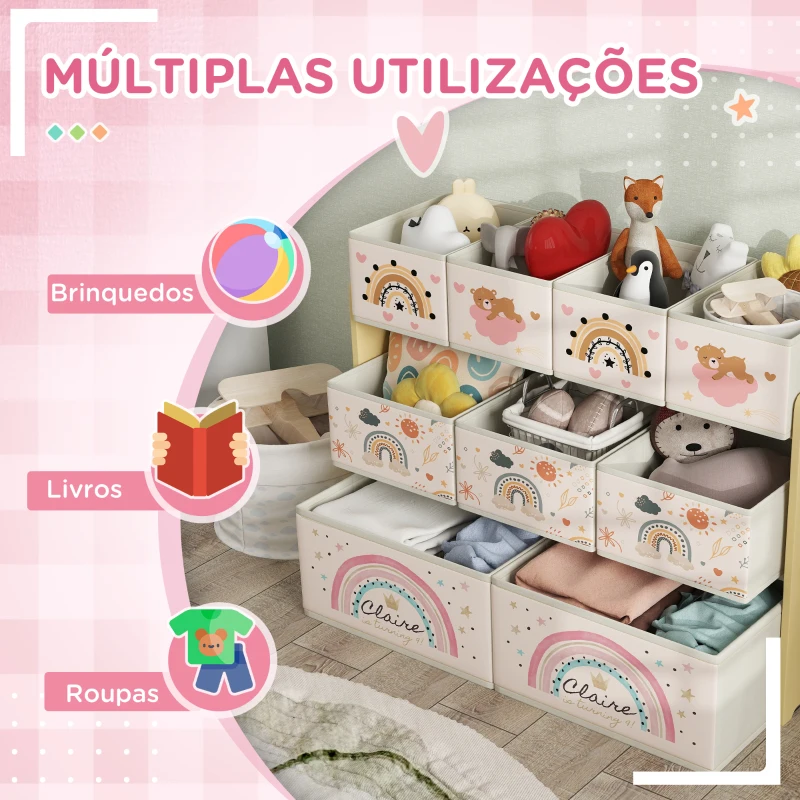 AIYAPLAY Organizador para Brinquedos para Crianças com 9 Cestas de Tecido não Tecido 93x30x70 cm Multicor