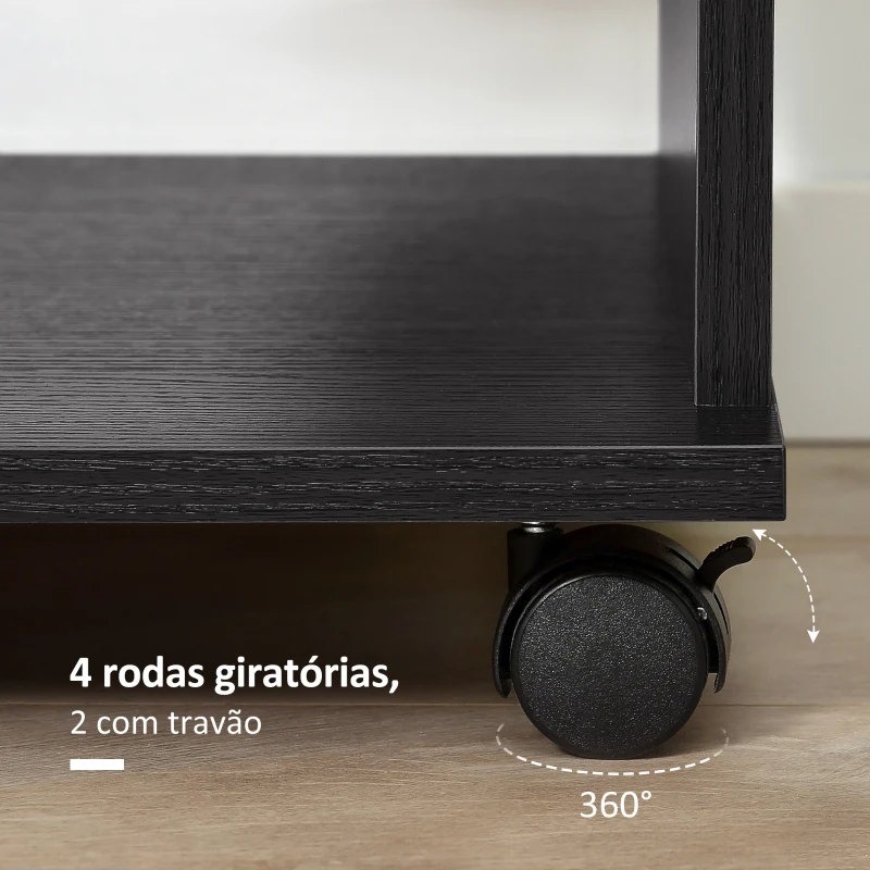 HOMCOM Roupeiro de Madeira Móvel Armário Roupeiro Aberto com Barra para Pendurar e 3 Prateleiras Organizadoras 80x40x128 cm Preto