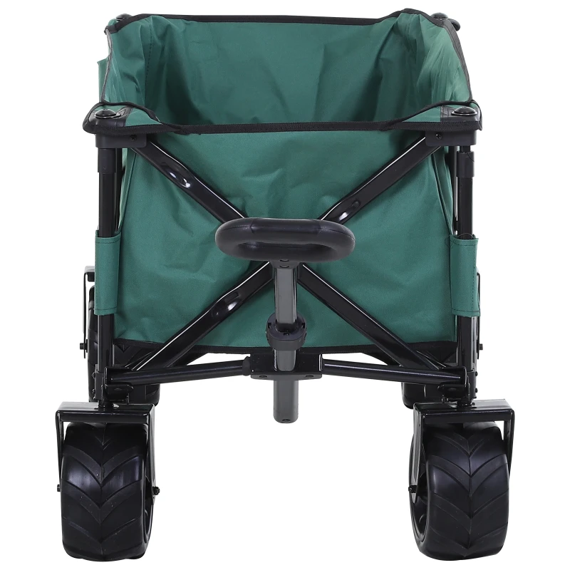 Outsunny Bollerwagen Faltbarer Handwagen 360° Gartenwagen Transportwagen mit  Teleskop Griff Verstellbarer Griffhöhe Strandwagen bis 70 kg Tragkraft Metall Oxford Grün 108 x 55 x 59-89 cm