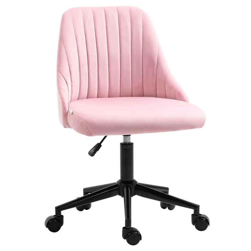 Vinsetto Velvet-Feel Armless Office Chair - Pink