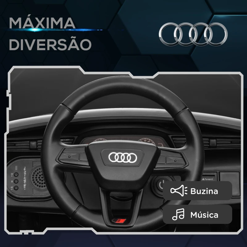 AIYAPLAY Carro Elétrico para Crianças Carro Audi Q8 Etron Sportback Infantil 12V Faróis Buzina e Música 98x49,5x43 cm Preto