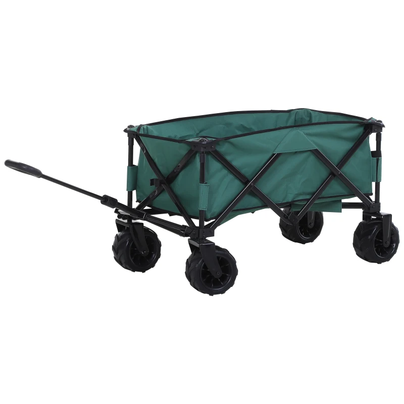 Outsunny Bollerwagen Faltbarer Handwagen 360° Gartenwagen Transportwagen mit  Teleskop Griff Verstellbarer Griffhöhe Strandwagen bis 70 kg Tragkraft Metall Oxford Grün 108 x 55 x 59-89 cm