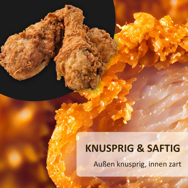 HOMCOM Heißluftfritteuse Multifunktionale Heißluftfritteuse, 8 L Fassungsvermögen, 2 Körbe, 60 min Time, Silber + Schwarz(m-12)