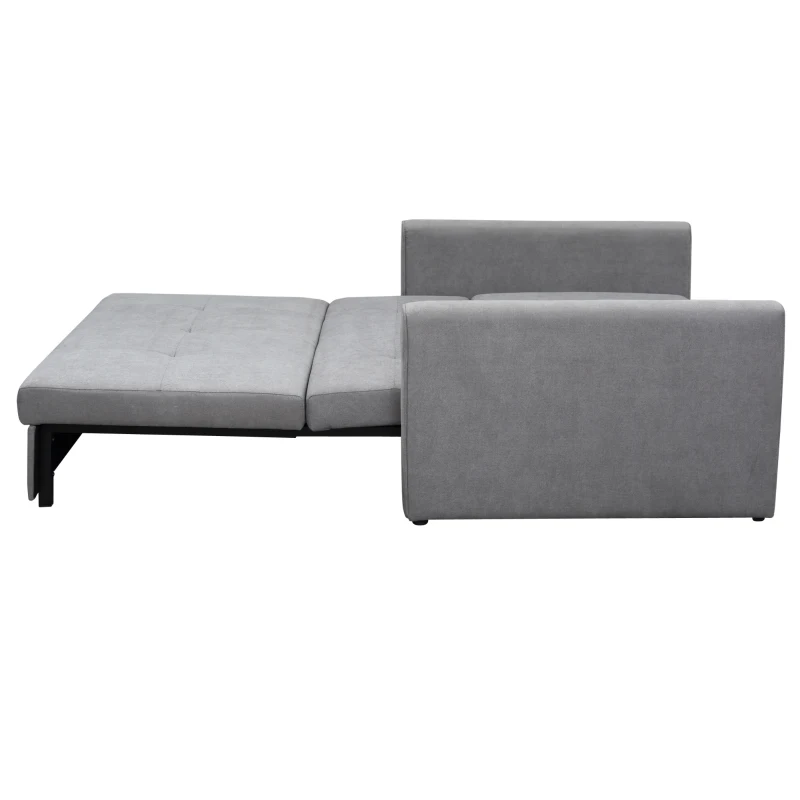 HOMCOM Schlafsofa, 2er-Sofa, bis 200 kg, mit verstecktem Stauraum, Pollycotton, Grau