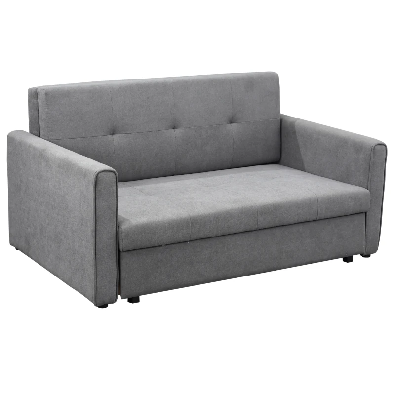 HOMCOM Schlafsofa, 2er-Sofa, bis 200 kg, mit verstecktem Stauraum, Pollycotton, Grau