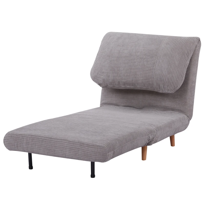 HOMCOM 2-in-1 Schlafsessel Gästebett, bis 200 kg, verstellbare Kopfstütze Cord-Optik 82 cm x 8 cm x 83 cm Grau