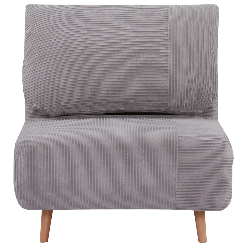 HOMCOM 2-in-1 Schlafsessel Gästebett, bis 200 kg, verstellbare Kopfstütze Cord-Optik 82 cm x 8 cm x 83 cm Grau