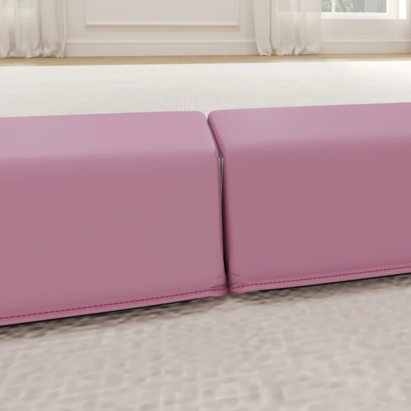 SPORTNOW Evenwichtsbalk 2,4 m, Opvouwbaar, Antislip Bodem, voor 3+ Jaar, tot 80 kg, Roze(m-9)
