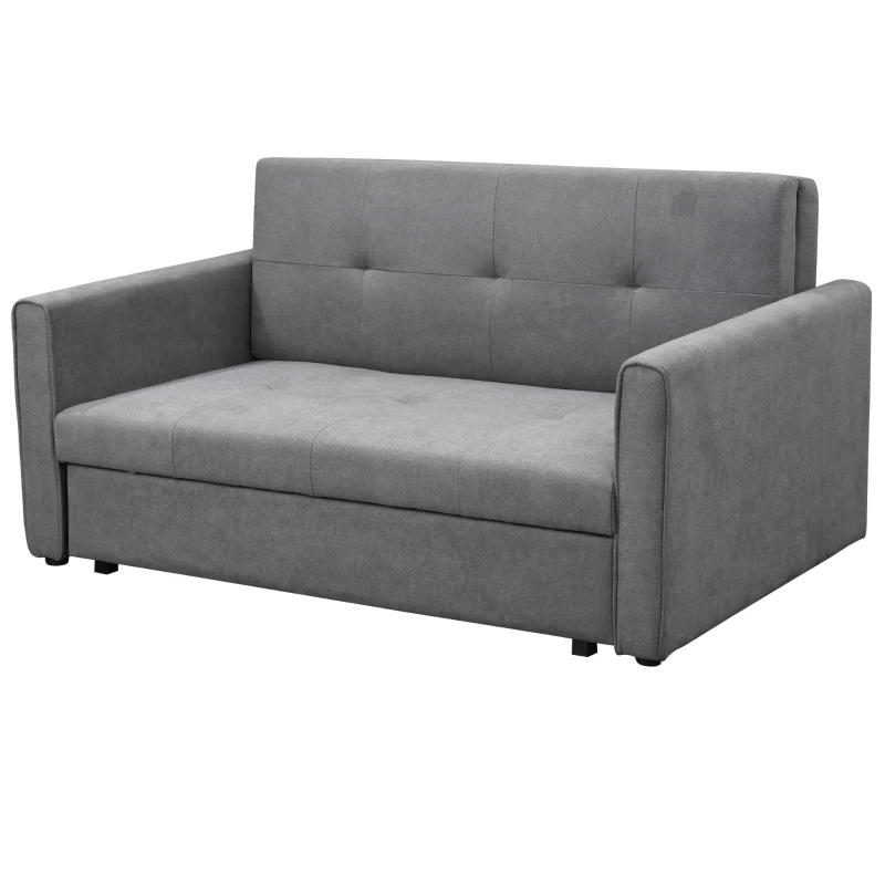 HOMCOM Schlafsofa, 2er-Sofa, bis 200 kg, mit verstecktem Stauraum, Pollycotton, Grau