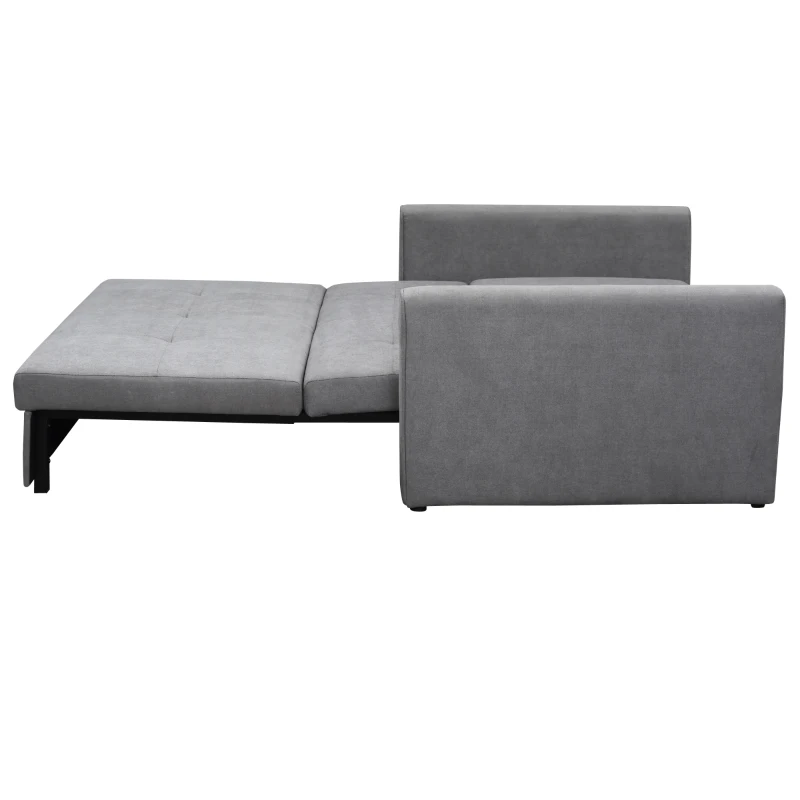HOMCOM Schlafsofa, 2er-Sofa, bis 200 kg, mit verstecktem Stauraum, Pollycotton, Grau