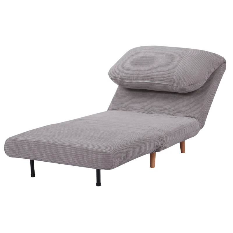 HOMCOM 2-in-1 Schlafsessel Gästebett, bis 200 kg, verstellbare Kopfstütze Cord-Optik 82 cm x 8 cm x 83 cm Grau