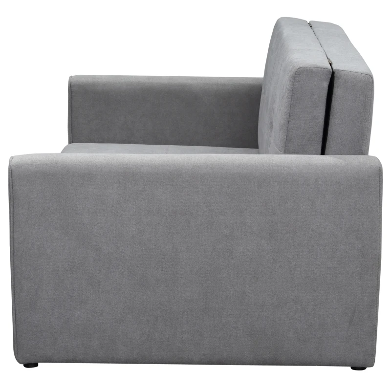HOMCOM Schlafsofa, 2er-Sofa, bis 200 kg, mit verstecktem Stauraum, Pollycotton, Grau