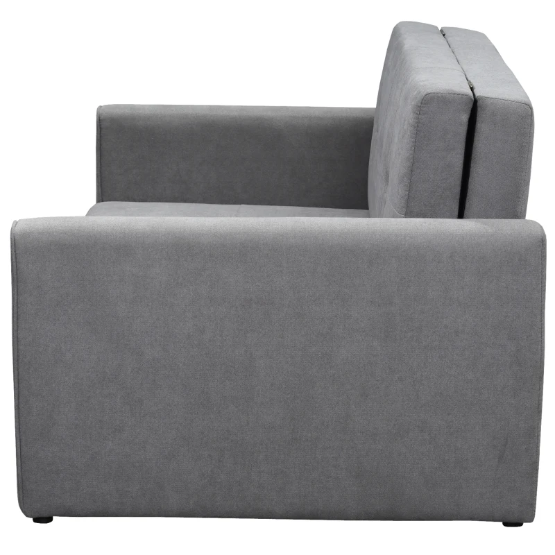 HOMCOM Schlafsofa, 2er-Sofa, bis 200 kg, mit verstecktem Stauraum, Pollycotton, Grau