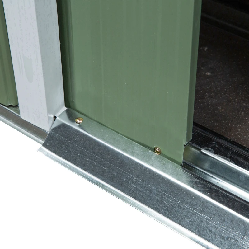 Outsunny Tuinschuur met Ventilatieraampjes, Schuifdeuren, van Gegalvaniseerd Staal, 213 x 130 x 159 cm, Groen