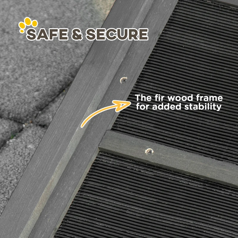 PawHut Rampa Portabila Plianta pentru Animale de COmpanie, Rampa de Masina pentru Catei cu un Maner de Transport, Rampa anti-alunecare pentru accesul cateilor in masina, Neagra